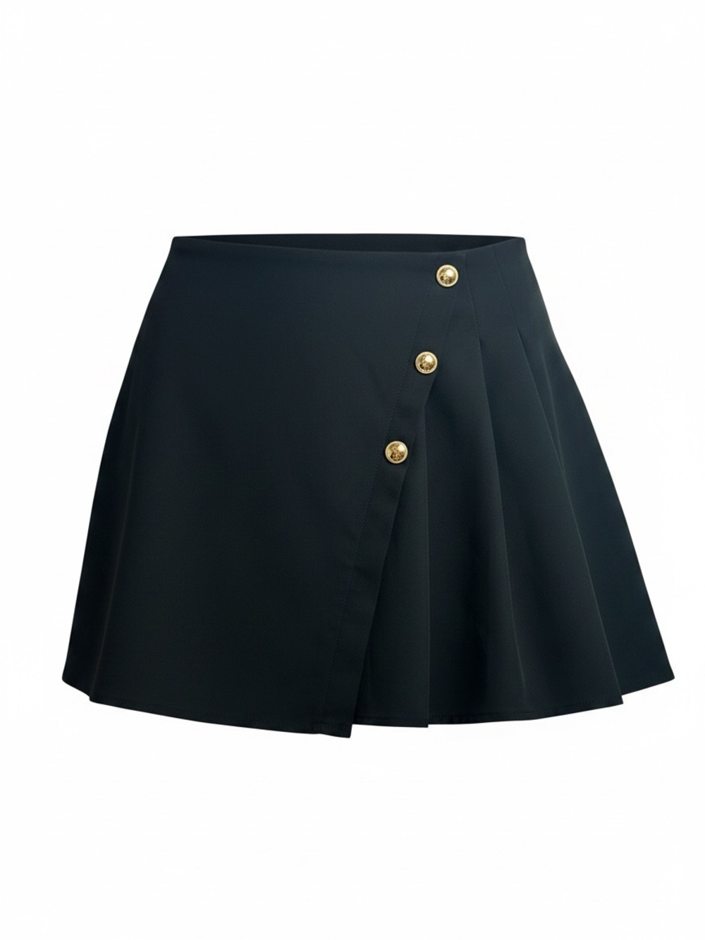 Dazy Black Pleated Skort Large with Built‑In Shorts Gold Detail